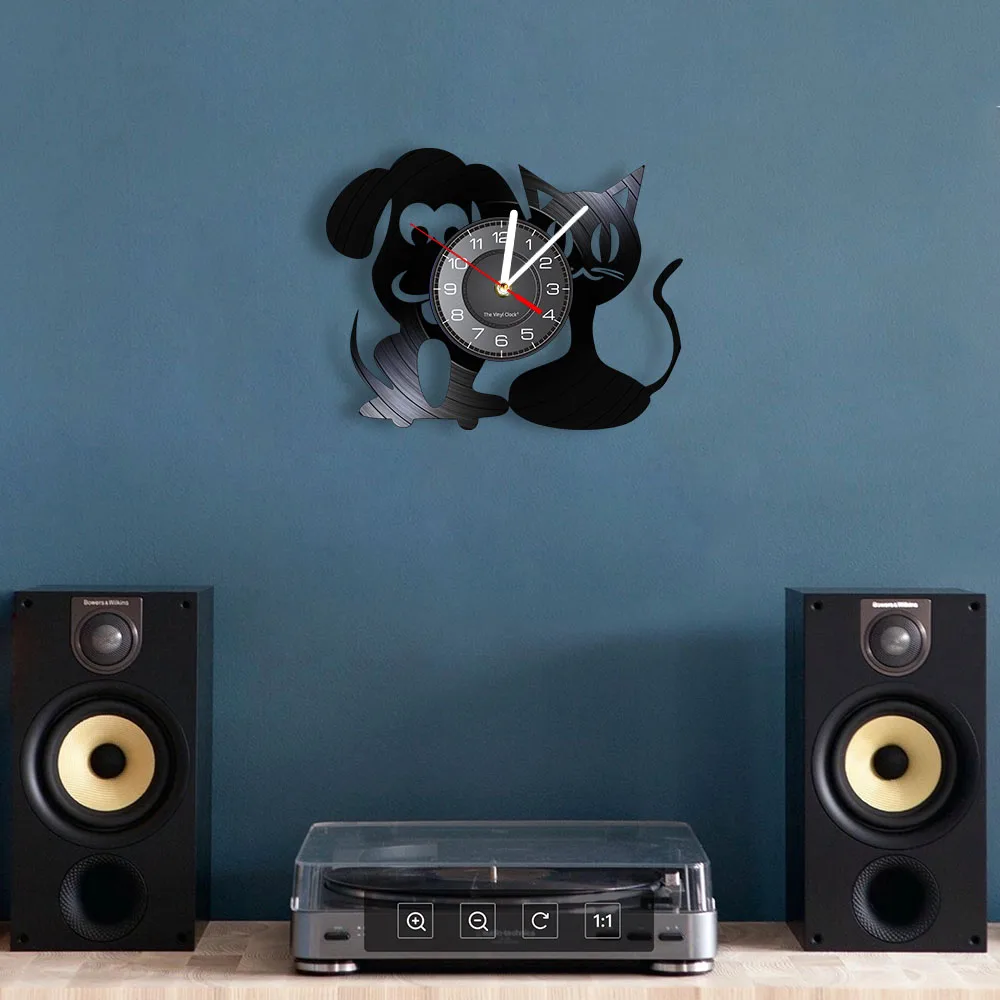 Настенные часы с виниловой пластиной для домашних животных Декор дома и детской