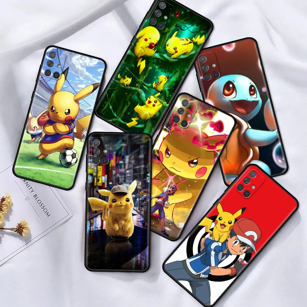 

Case For Samsung Galaxy A12 A52 A51 A32 A21s A71 A02s A31 A72 A11 A22 5G Black Soft Phone Fundas Pika-Cute-P-Okemons