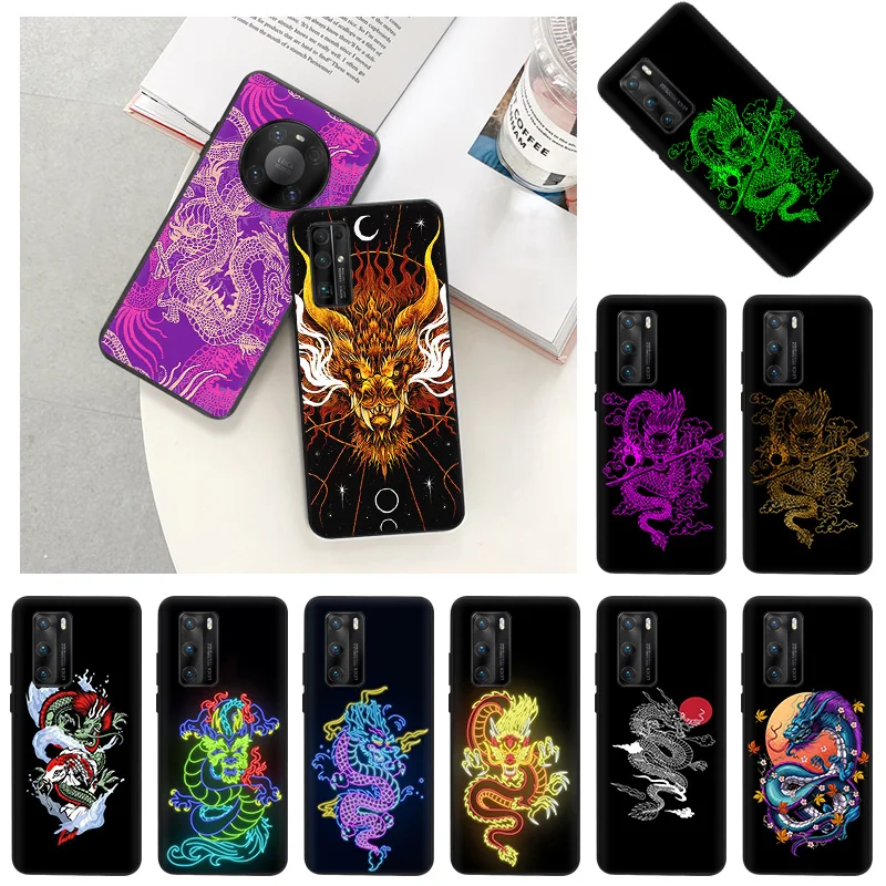 Anti-Drop Phone Case For Vivo Y16 Y21 Y22 Y30 Y33 Y35 Y72 Y91 Y56 Y100 Y53 Unique Aesthetic Design Red Dragons Realme 7 6 5 C55