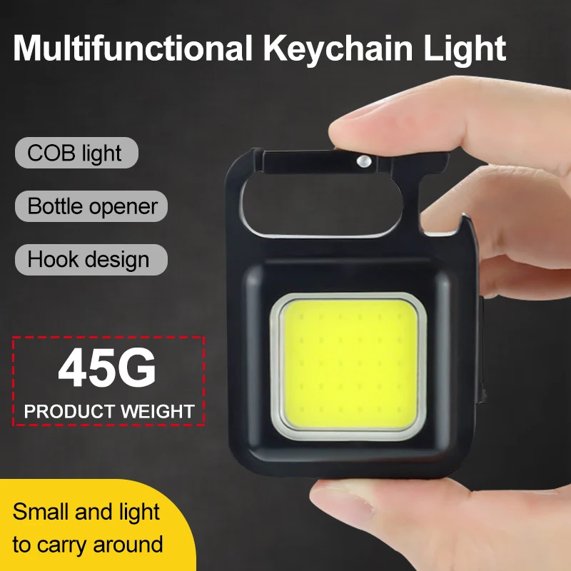 

ZK30 Mini LED Working Light Multifunctional Glare COB Keychain Light Rechargeable Portable Flashlight Outdoor Camping Corkscrew