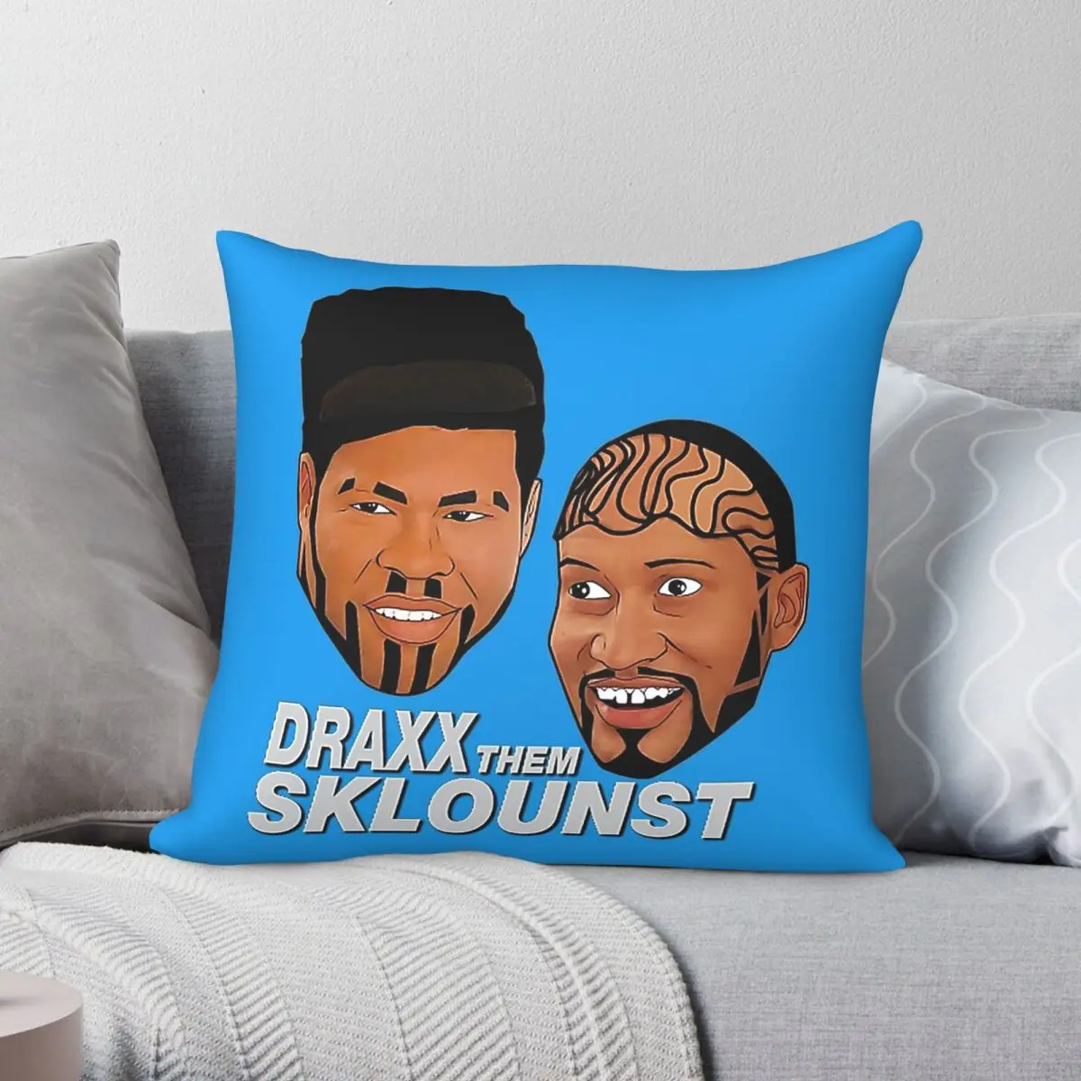 Фото Наволочка Key & Peele Draxx Them Sklounst квадратная, из полиэстера, льна, бархата, с креативным декором на молнии, оптом для декора комнаты №1