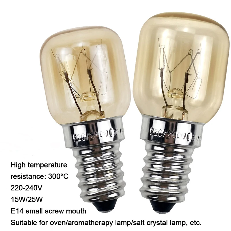 

Oven Bulb E14 15W/25W 300 Degree High Temperature Resistance Microwave Oven Light Toaster Cooker Lamp Tungsten Wire Salt Bulbs