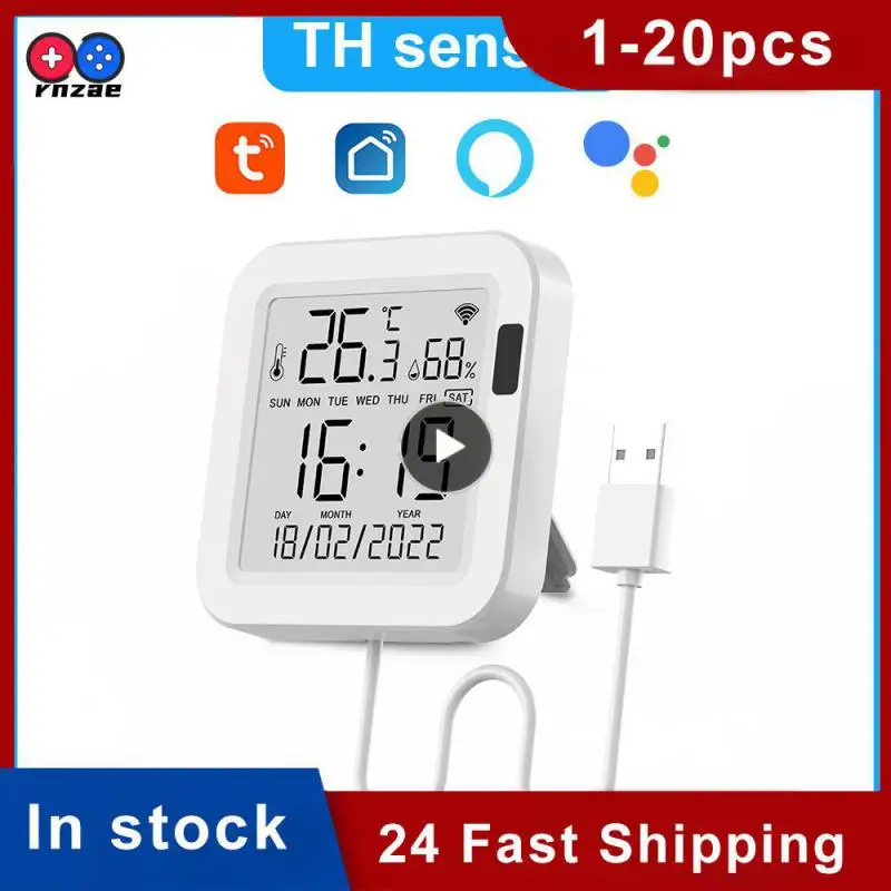 

With Lcd Screen Display Tuya Humidity Sensor Intelligent Linkage Usb Power Remote Monitoring Switch Wifi Temperature Sensor New
