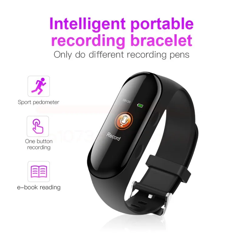 

Диктофон, часы, mp3-плеер, Интеллектуальный измеритель движения, шаговый браслет, аудиорекордер, HD шумоподавление, Профессиональный диктофон