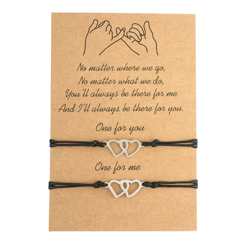 

Sister Card Woven Bracelet Stainless Steel Heart-shaped Braided Bracelet