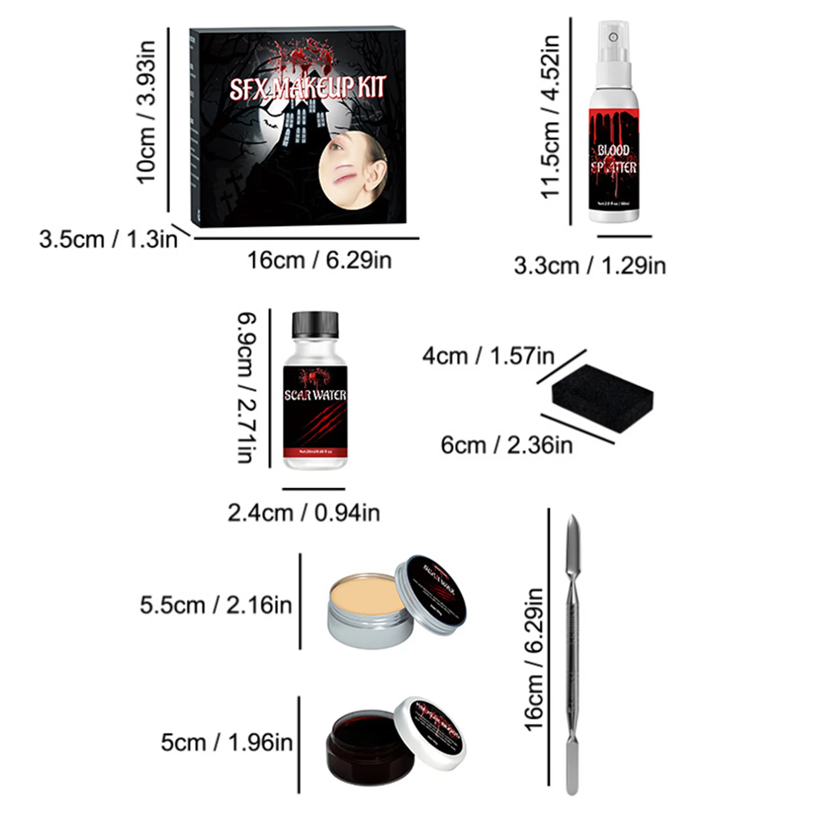 Halloween SFX Makeup Kit Halloween SFX Accessories Include Scar Wax Fake Blood Splatter Halloween Party Makeup Accessories Face images - 6