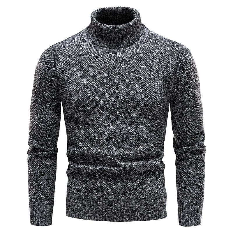 

Men Turtleneck Sweaters Knit Pullovers Autumn Winter Fleece Warm Knitted Pullover Solid Casual Slim Wool Sweaters Men's Clothes