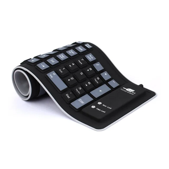 New Portable Silent Foldable Silicone Keyboard USB Wired Flexible Soft Waterproof Roll Up Silica Gel Keyboard for PC Laptop 3