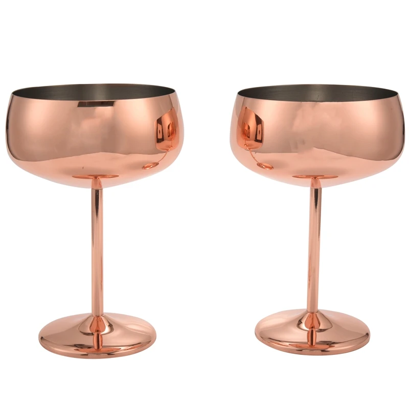 

Promotion! Copper Coupe Champagne Glasses Set Of 2 Stainless Steel Vintage Martini Cocktail Glass Wine Goblet