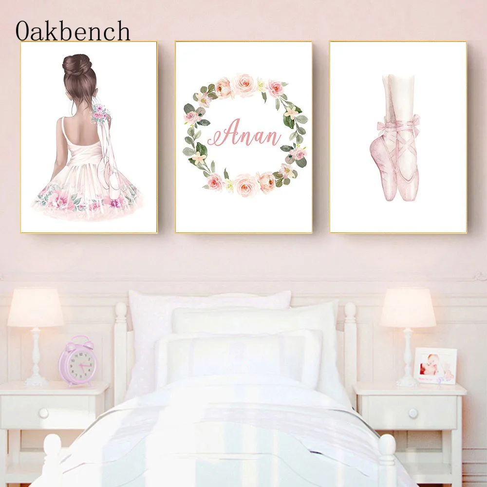 Плакат с изображением балерины на заказ Картина холсте для детской настенный