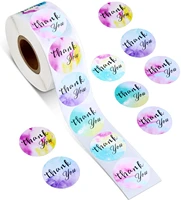 100 500pcs watercolor thank you stickers round label for small business multicolor gift decoration sticker packaging seal label