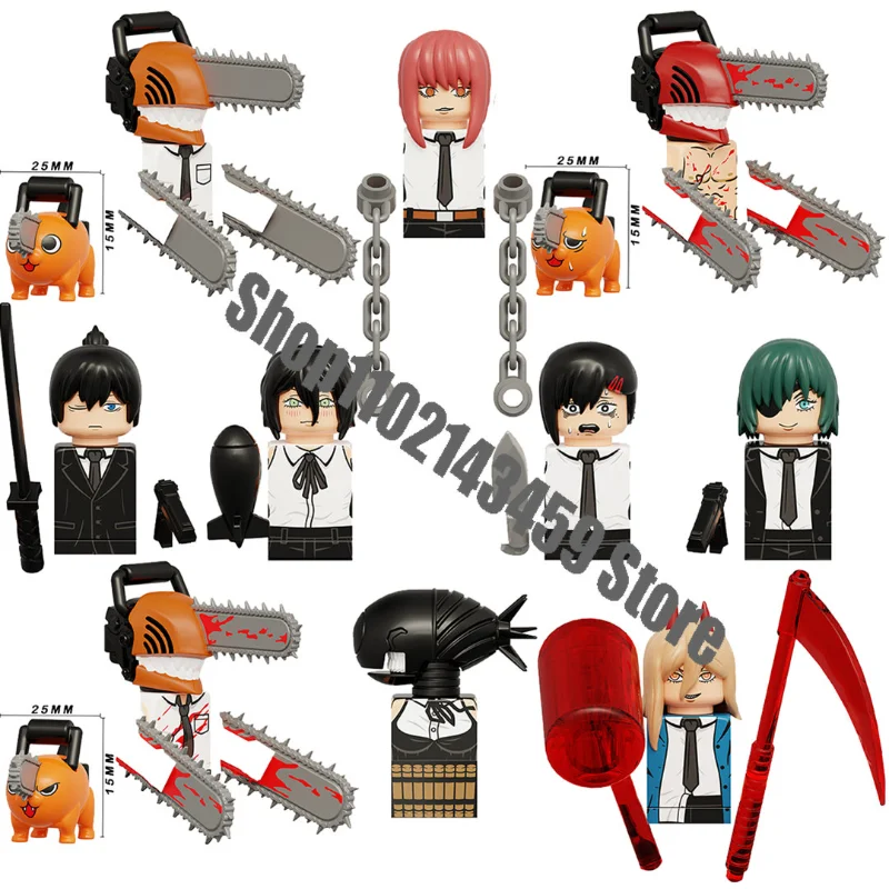 

KT1067 Chainsaw Man WM6159 Anime Cartoon Pochita Denji Power Bomb Reze mini action toy figures building blocks Assembl toys gift