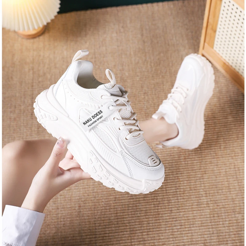 Women's sports shoes 2023 summer mesh women's shoes breathable shoes thick bottom increased sports casual shoes women's tennis