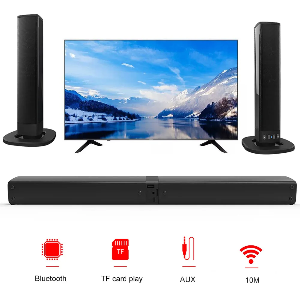 Portable Wireless Column Soundbar Bluetooth Speaker Powerful Music Player Sound Bar Home Theater Aux Rca TF FM Radio For TV PC |