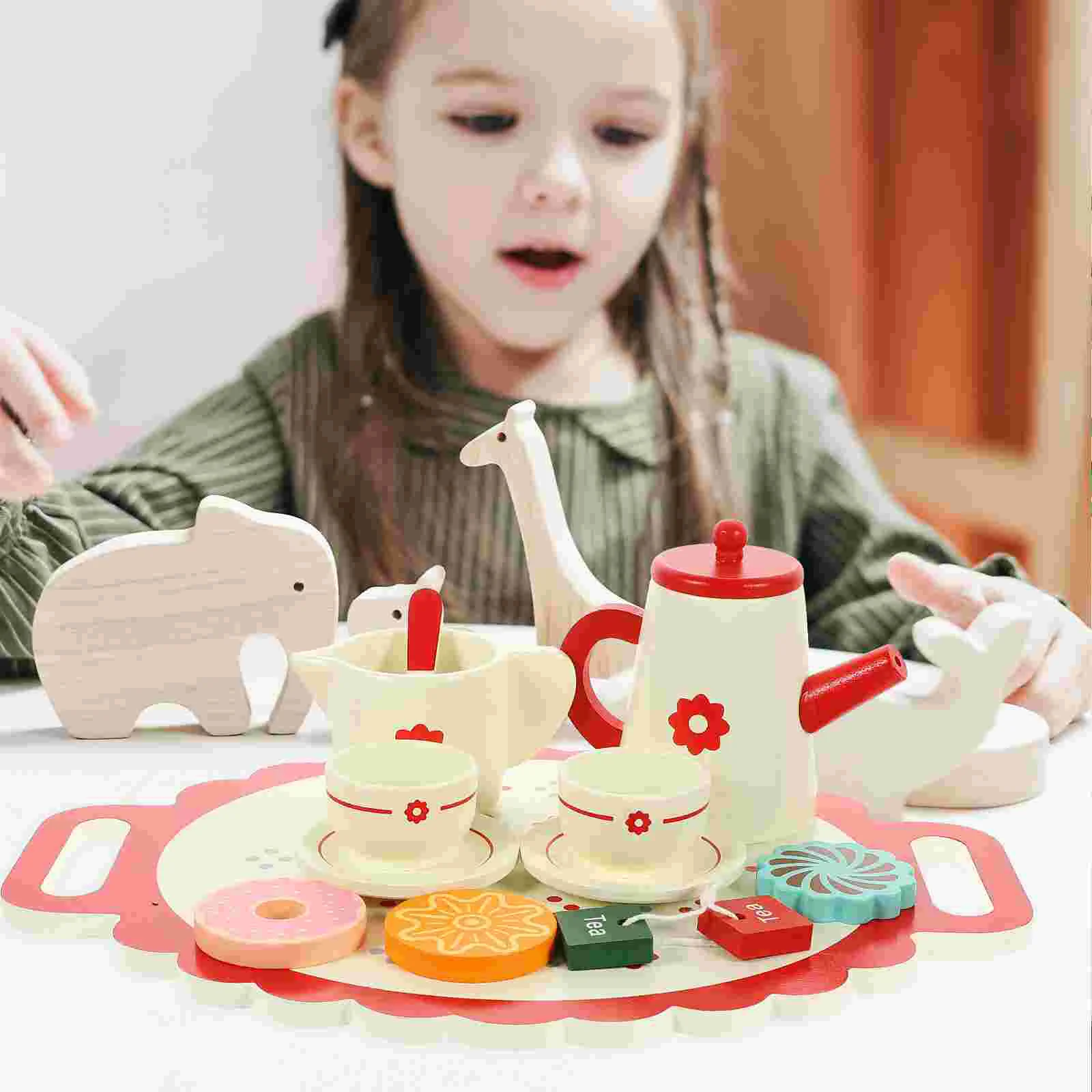 

Simulation Tea Set Girl Toddler Toys Miniature Furniture Time Playset Tiny Teaware