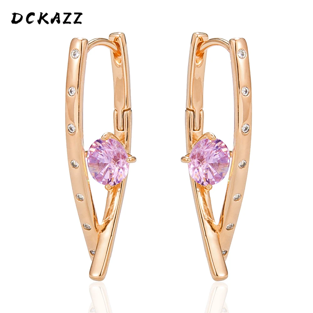 

Dckazz Natural Zircon Copper Girl Fashion Stud Earring Crystal Luxury Geometric Intersection Party Charm Unusual Earring Jewelry