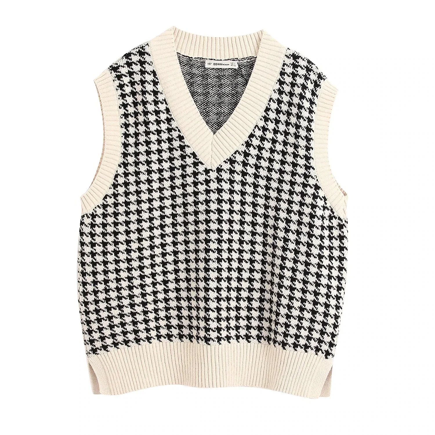 

Fashion sleeveless vest women sweater pullover casual v neck knitted sweater winter cute korean sweater 2021