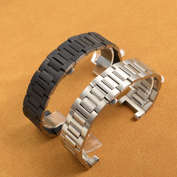 22mm Stainless Steel Watch Band Bracelet Men Silver Cruved End Watchband For Fit Cartier Pasha Steel Bracelet