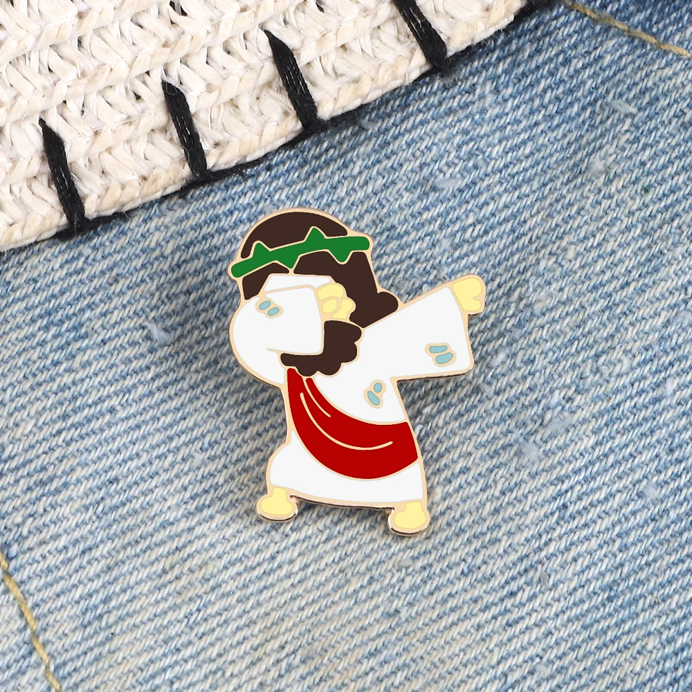 

Jesus Messiah Shirt Lapel Pins Cartoon Character Brooches Enamel Christian Faith Icon Badge Clothes Bag Jewelry Gift for Friend