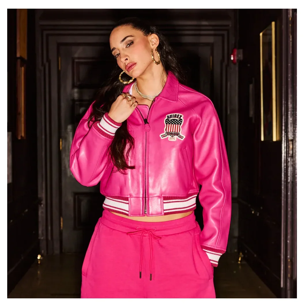 AVIREX женская куртка-бомбер из овечьей кожи новое европейское антикварное пальто