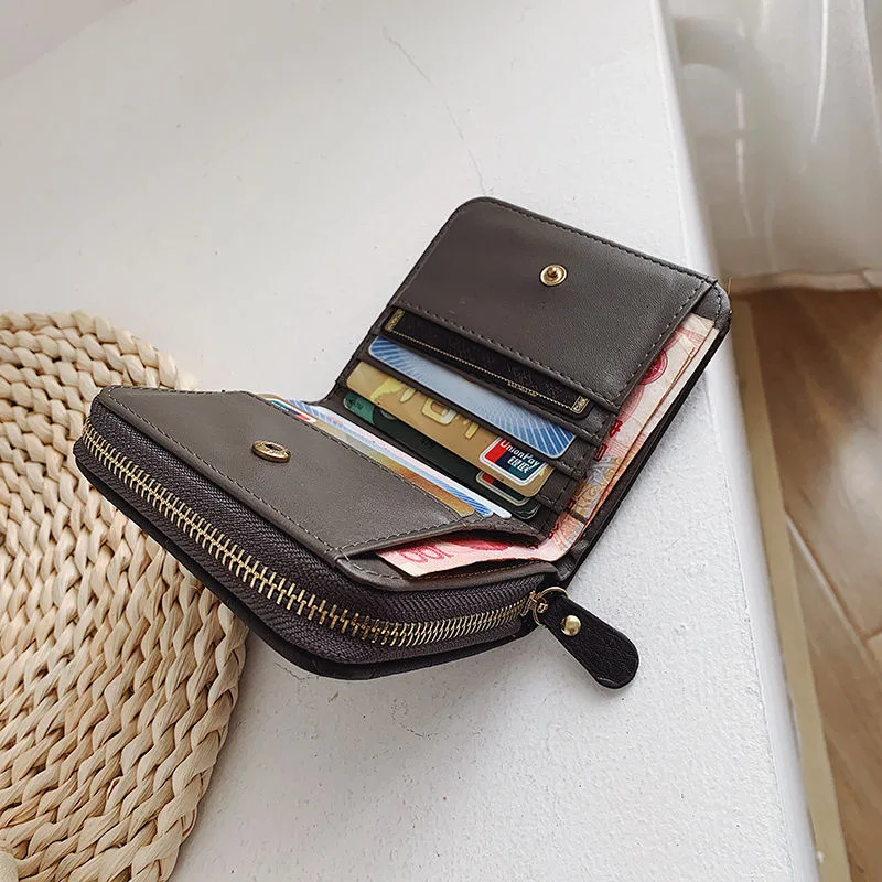 Fashion Short Wallets for Women PU Leather Female Plaid Purses Card Holder Wallet Small Zipper Wallet with Coin Purse Clutch Bag