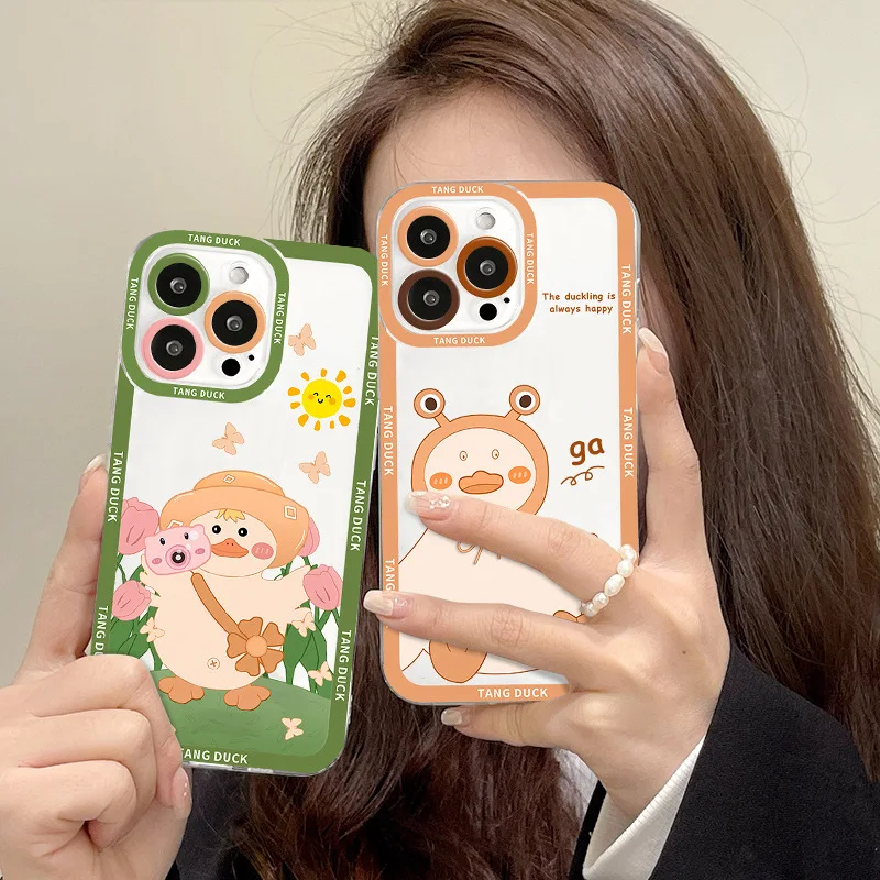 

Cute Cartoon Duck Phone Case for iphone 11 12 13 14 Pro Max for iphone X XS MAX XR 7 8 Plus Back Shockproof Cover Soft Shell