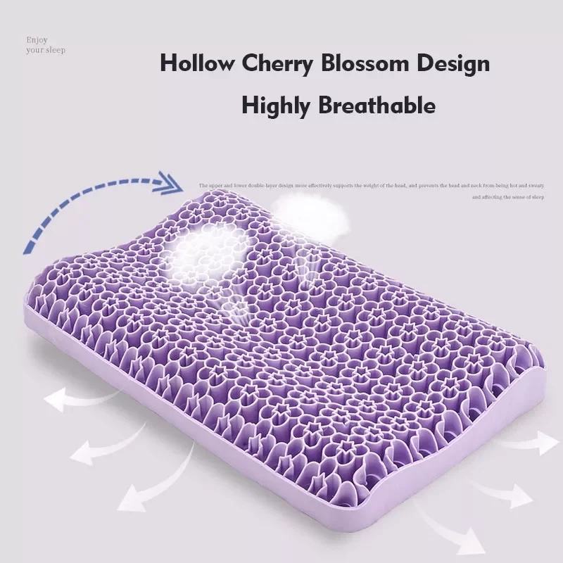 

Cherry Blossoms Bed Pillow Cool TPE High Elasticity Orthopedic Shoulder Pain Protection Cervical For Neck Sleep Travel