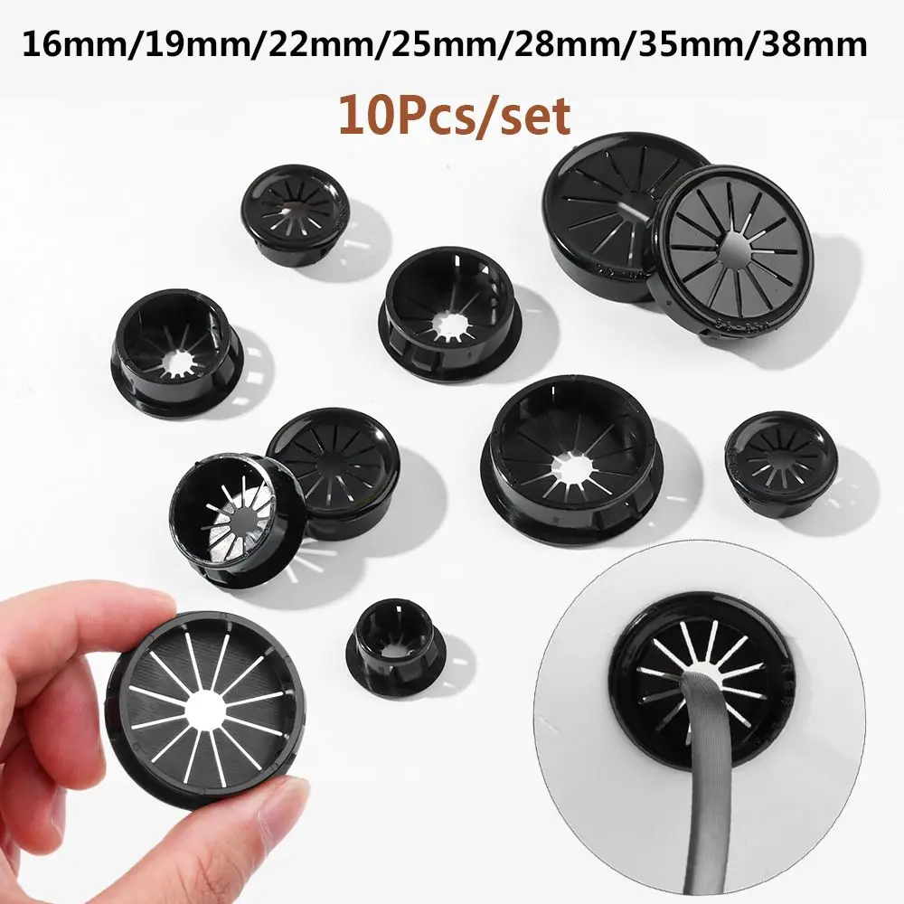 

10pcs/set Practical Office Buckle Line Cable Clamp Line Box Wire Hole Cover Computer Grommet Desk Table Cable Fastener