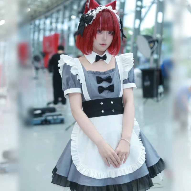 Фото Костюм для косплея Аримы Каны из аниме OSHI NO KO, платье горничной, головные уборы, аксессуары, реквизит, женская униформа в стиле Лолита, для Хэллоуина и карнавала №2
