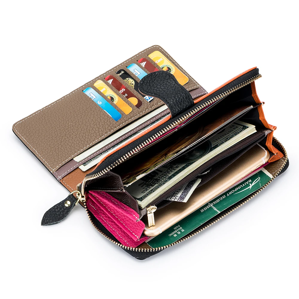 Women Clutch New Wallet Cow Leather Luxury Female Short Wallets Colorful Purse for Women Multi-card Wallet Money Bag for iPhone