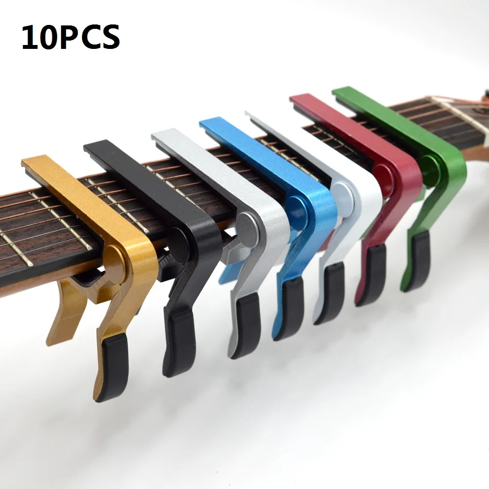 

10 Pack Universal Capo Guitar Accessories Quick Change Clamp Key Aluminium Alloy Metal Acoustic Guitar Capo for Guitar Parts