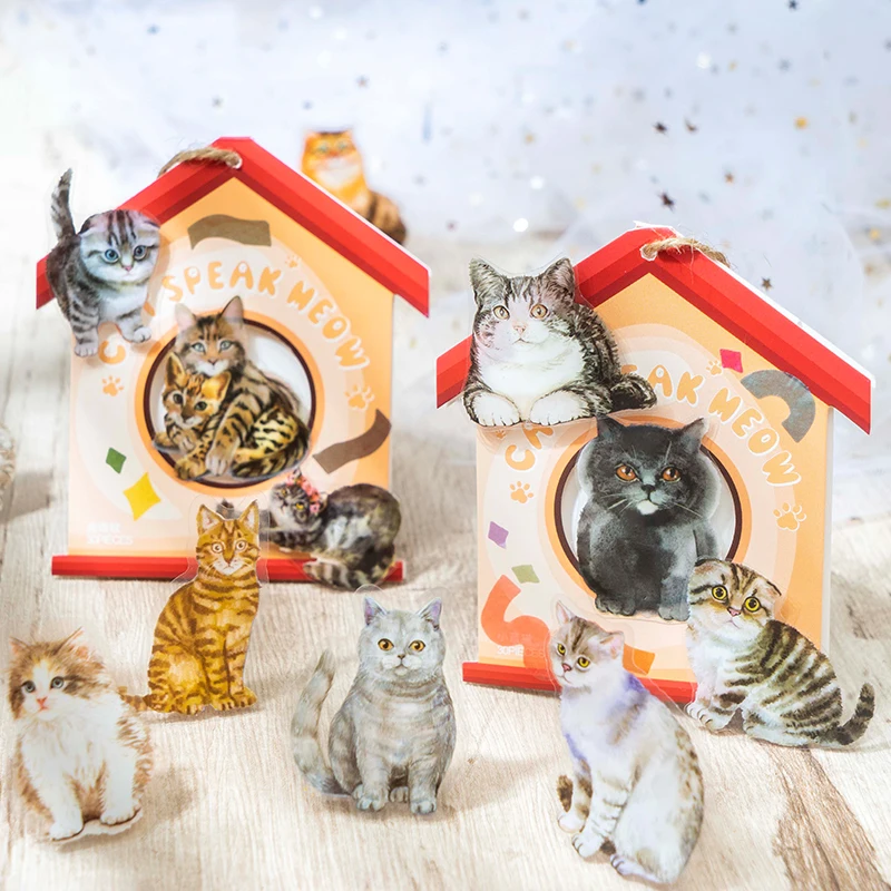 

Наклейки в ассортименте с милым котом для домашних животных, милый Декор, этикетка для телефона, ноутбука, эстетические канцелярские принад...