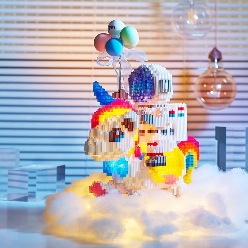 

1877 шт. + Романтический астронавт, единорог, воздушный шар, волшебный строительный блок со стандартным космическим элементом, бриллиантовый кирпич, мультяшная модель, игрушки для подарка