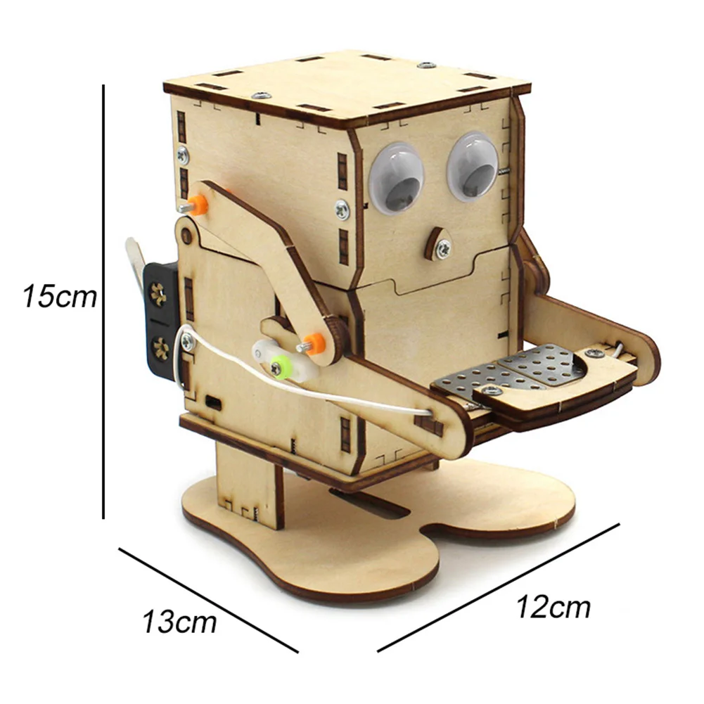 

Eating Coins Robot Piggy Bank Kids DIY Science Toy Educational Scientific Experiment Kit Wood Craft Coin Cash Banks Saving Box