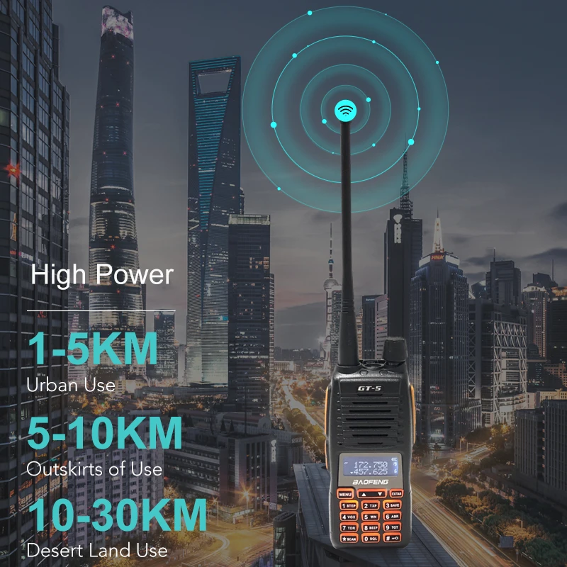 baofeng gt 5 2pcs 10w 2way amateur radio handheld transceiver long range uhfvhf dual band walkie talkie ham radios uv82 up free global shipping