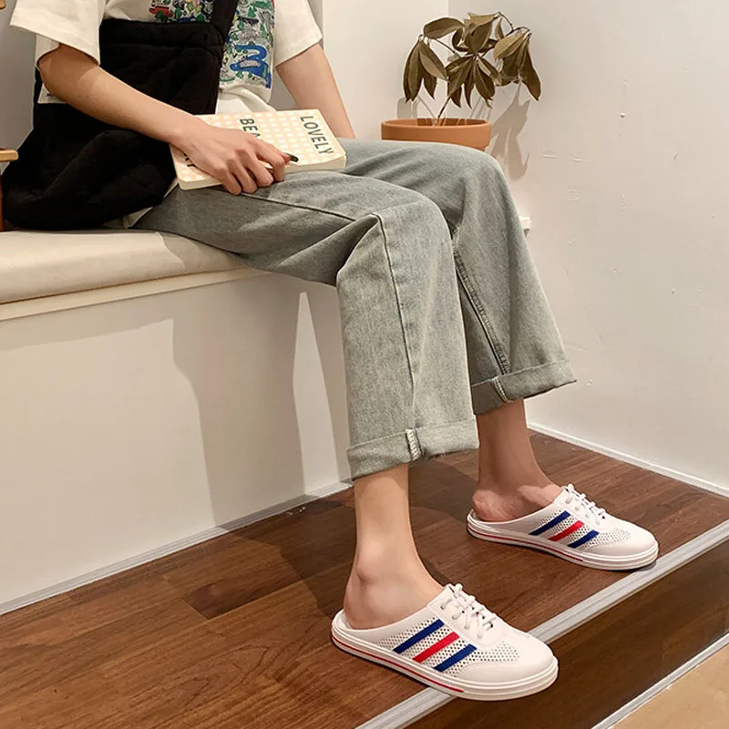 2023 New Half Slipper Women Fashion White Shoes Ourdoor Baotou Non-Slip Couples Sandals And Slippers Ciabatte Uomo Flip Flop