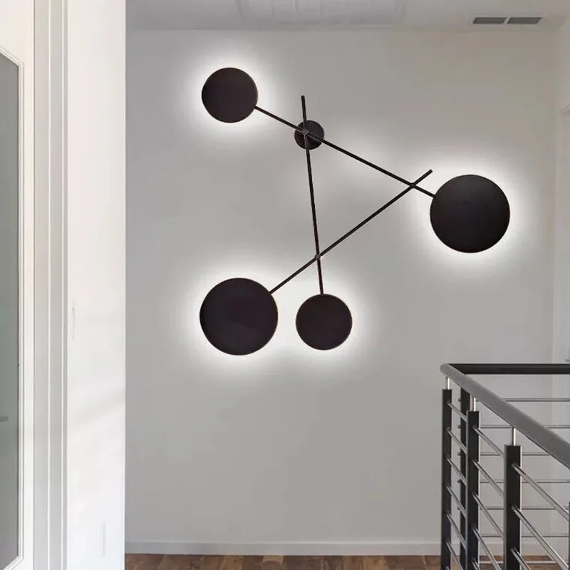 

Modern Industry Round Wall Lamps Bedroom Bedside Lamp Led Wall Sconce Light Fixtures Black Iron Luminaire Indoor Loft Home