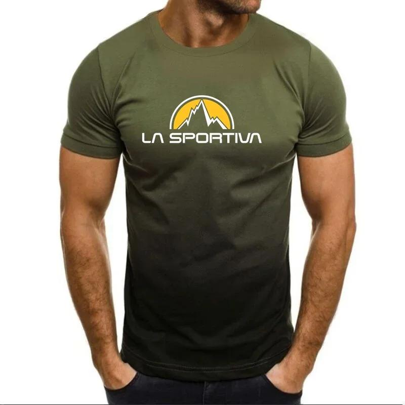 La Sportiva-Camiseta con estampado de letras para hombre,camiseta cómoda y transpirable con cuello redondo,camisetas deportivas