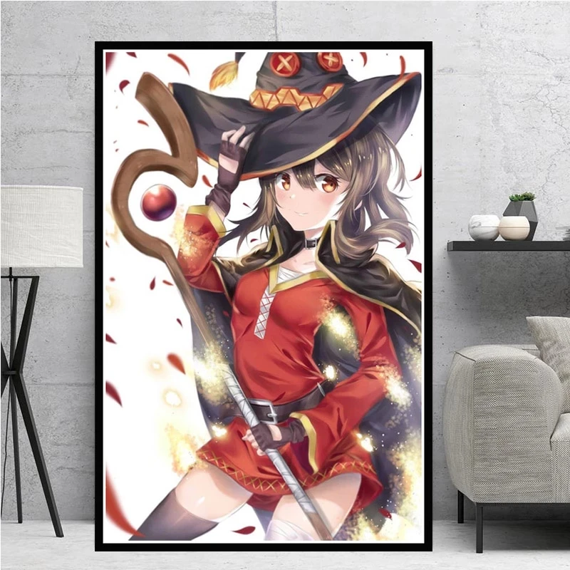 Постеры для печати KonoSuba MEGUMIN Cute Girl японский аниме подарок чернильная Картина на