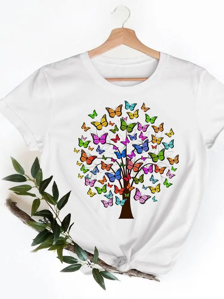 

Short Sleeve Butterfly 90s Trend Cute Ladies Casual Clothing Summer Women Fashion Graphic Tee T-shirts Female T Shirt Clothes