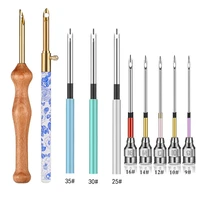 punch needle wooden handle sewing embroidery pen needle threader punch needle embroidery kits for thread and yarn beginner