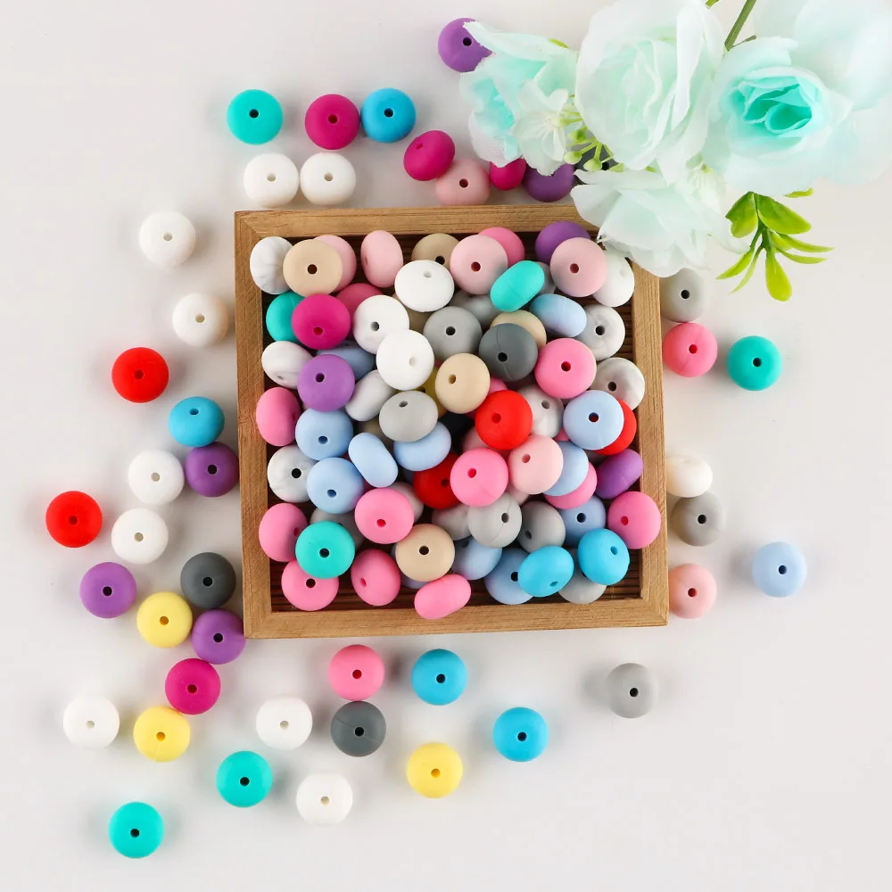 

200 шт., силиконовые бусины для прорезывания зубов, 14 мм