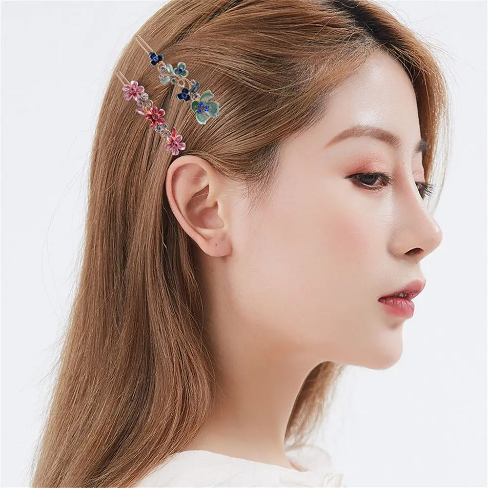 

Elegant Wedding Accessories Alloy Rhinestone Women Girls Hair Clip Headwear Barrettes Floral Hairpin