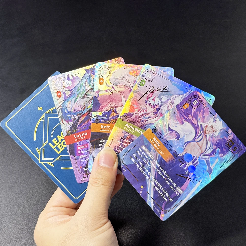 Фото Набор из 4 игровых карт Champion Riftbound TCG с анимационным текстурным фольгированием: Ари, Афелиос, Бард, Барон Нашор, Сорака, Сетт, Тимо, Вейн, Ясуо, Йоне №5