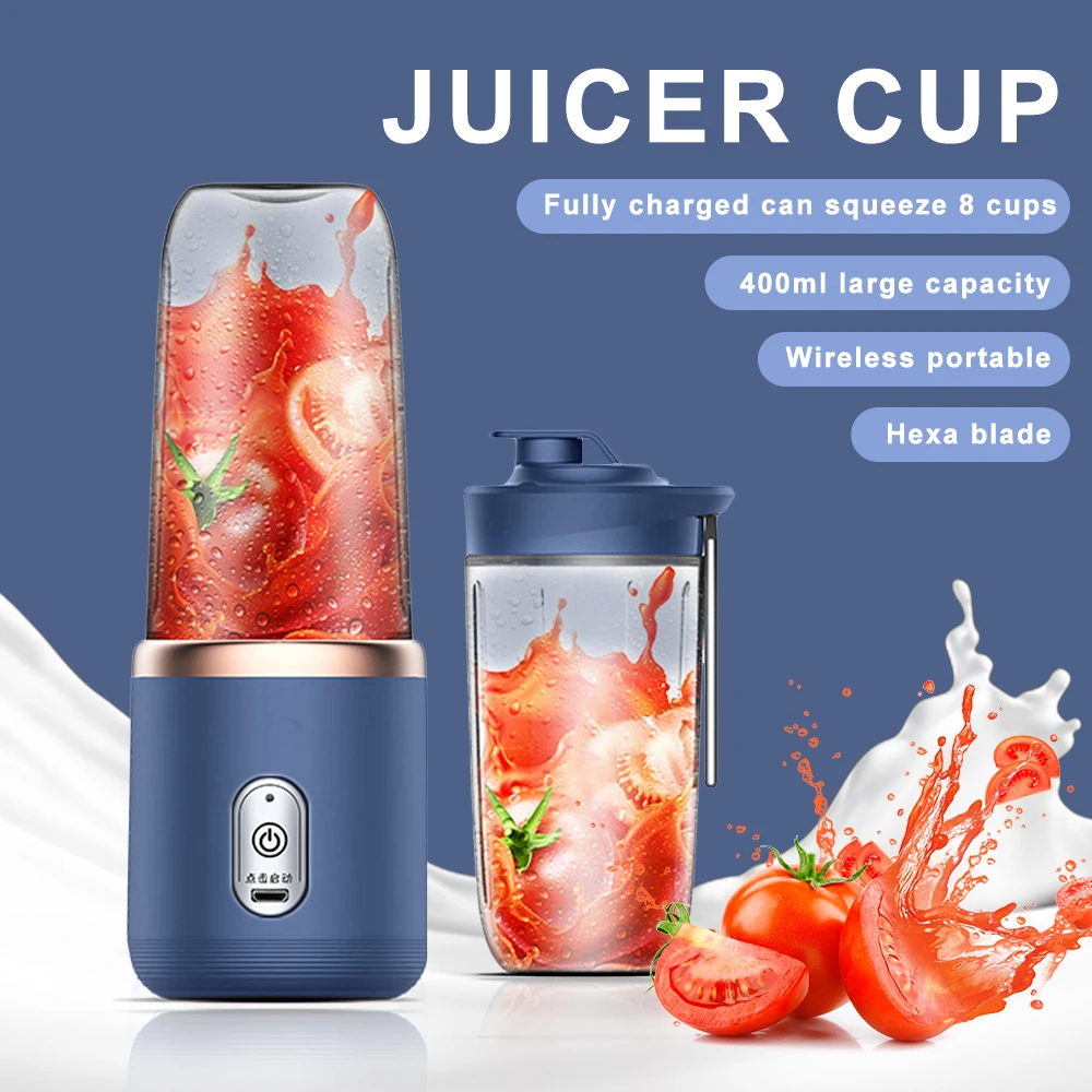 

Портативная соковыжималка, электрическая соковыжималка, миксер для лимона и апельсина с USB-зарядкой, стакан для соковыжимания, домашний пор...