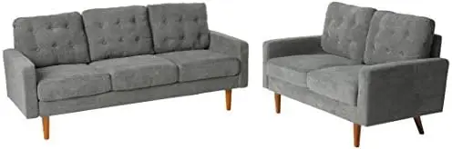 

Velvet Mid Century Modern Tufted Living Room Sofa, 71.7", Grey