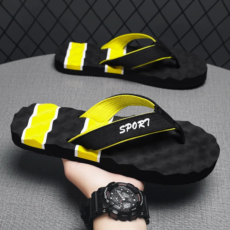 

Flip Flops Men 2021 Summer Leather Slippers Outdoor Casual Male Breathable Sandals Fashion Lightweight Beach Big Size Flat Shoes
