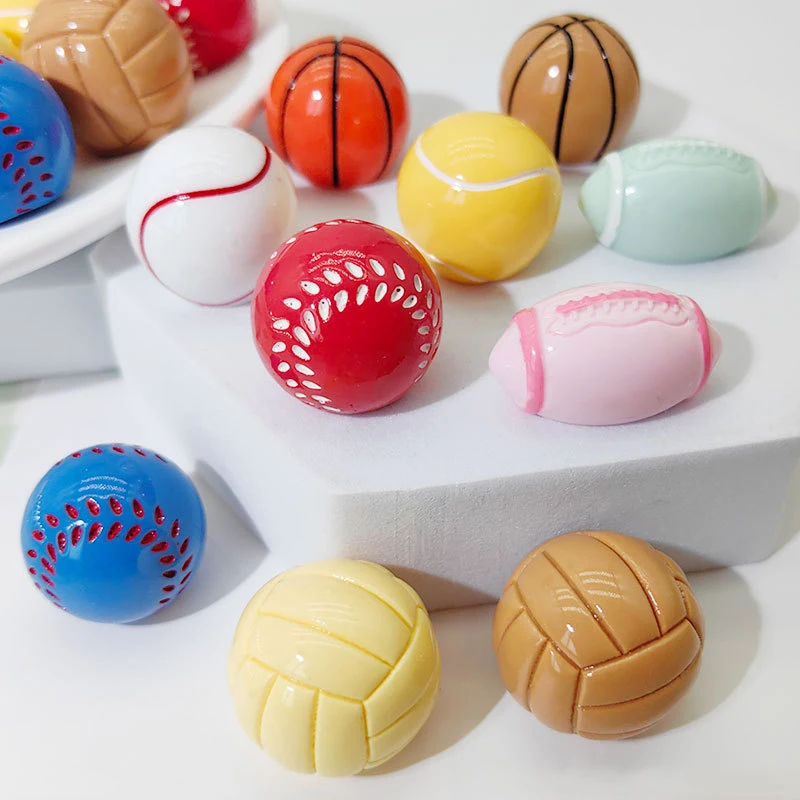 

3D Basketball Football Volleyball Tennis DIY Accessories Cream Gel Drop Fashion Decoration Keychain Small Pendant