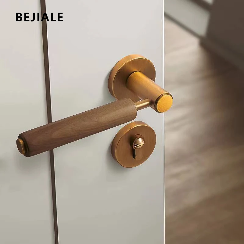 Бытовой дверной замок универсальный бесшумный из орехового дерева в стиле ретро