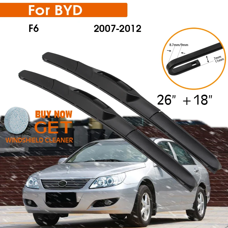 

Автомобильный стеклоочиститель для BYD F6 2007-2012 лобовое стекло резиновый силиконовый запасной передний стеклоочиститель 26 "+ 18" LHD RHD автомобил...